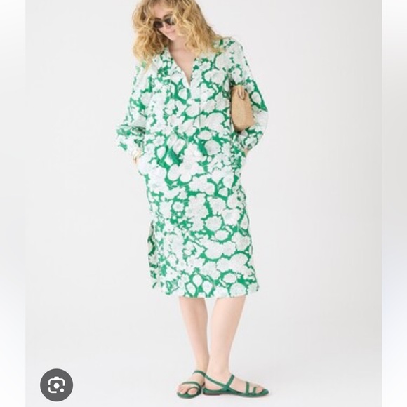 J. Crew V-neck Tunic Dress in Kelly Floral Poplin